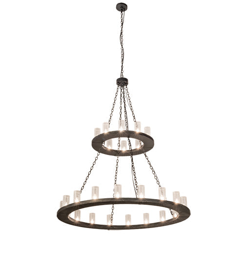 Meyda Lighting Loxley 60" 18-Light 2-Tier Smoke Chandelier With Clear Seeded Shade Glass