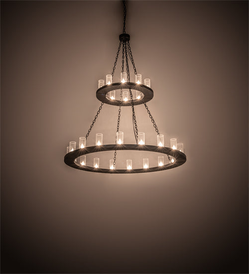 Meyda Lighting Loxley 60" 18-Light 2-Tier Smoke Chandelier With Clear Seeded Shade Glass