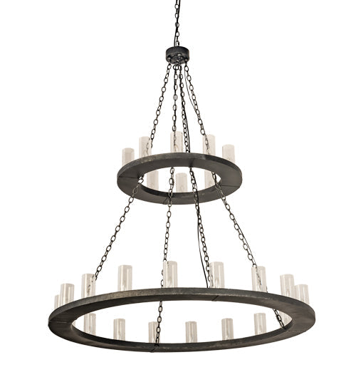 Meyda Lighting Loxley 60" 18-Light 2-Tier Smoke Chandelier With Clear Seeded Shade Glass