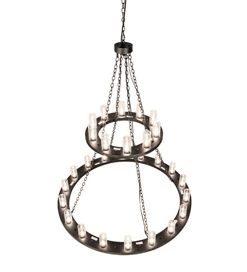 Meyda Lighting Loxley 60" 18-Light 2-Tier Smoke Chandelier With Clear Seeded Shade Glass
