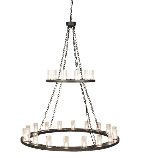 Meyda Lighting Loxley 60" 18-Light 2-Tier Smoke Chandelier With Clear Seeded Shade Glass