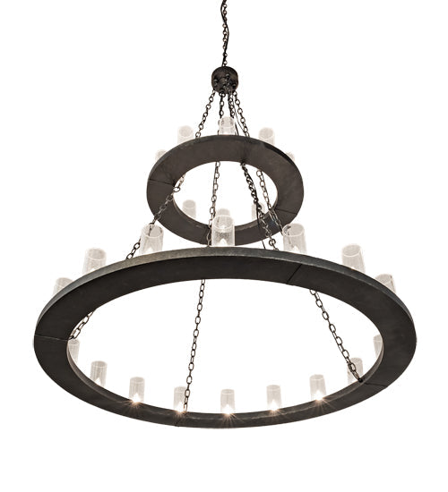 Meyda Lighting Loxley 60" 18-Light 2-Tier Smoke Chandelier With Clear Seeded Shade Glass
