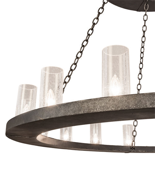 Meyda Lighting Loxley 60" 18-Light 2-Tier Smoke Chandelier With Clear Seeded Shade Glass