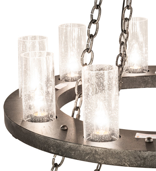Meyda Lighting Loxley 60" 18-Light 2-Tier Smoke Chandelier With Clear Seeded Shade Glass