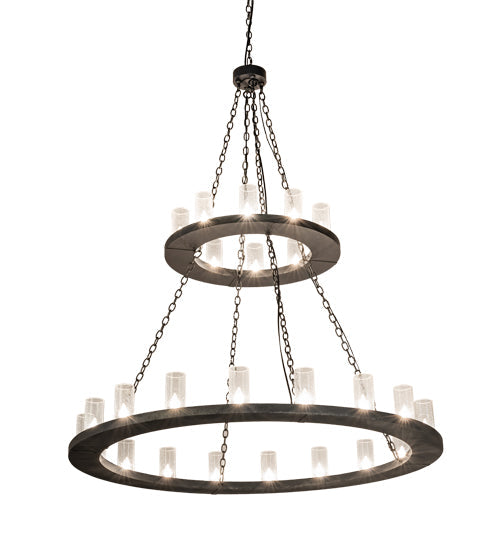 Meyda Lighting Loxley 60" 18-Light 2-Tier Smoke Chandelier With Clear Seeded Shade Glass