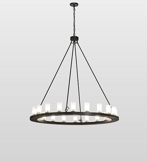 Meyda Lighting Loxley 60" 20-Light Blackwash Chandelier With Clear Frosted Shade Glass