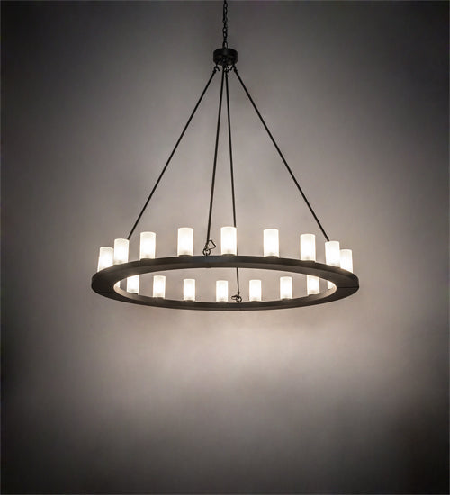Meyda Lighting Loxley 60" 20-Light Blackwash Chandelier With Clear Frosted Shade Glass