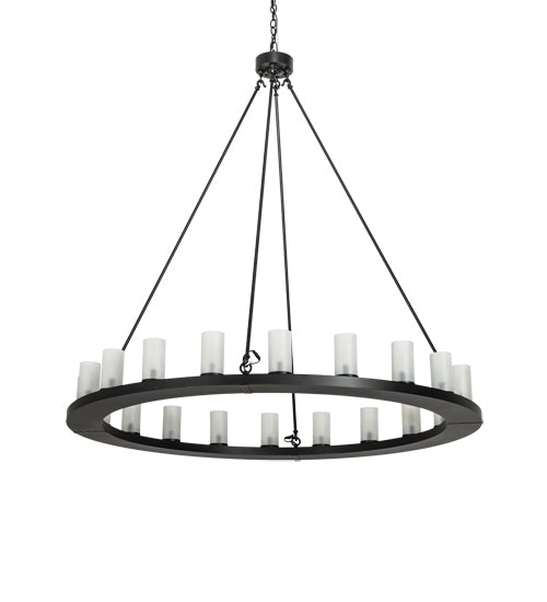 Meyda Lighting Loxley 60" 20-Light Blackwash Chandelier With Clear Frosted Shade Glass