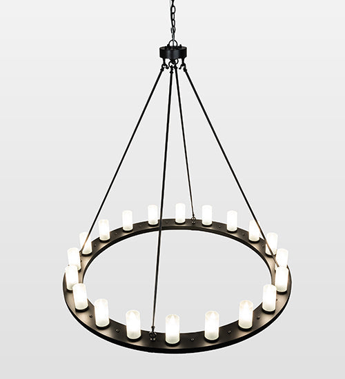 Meyda Lighting Loxley 60" 20-Light Blackwash Chandelier With Clear Frosted Shade Glass
