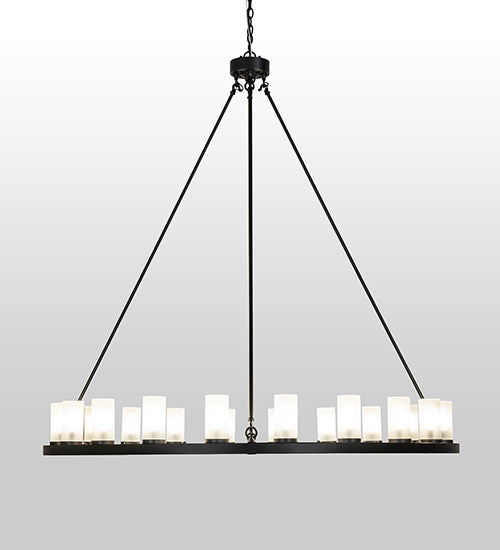 Meyda Lighting Loxley 60" 20-Light Blackwash Chandelier With Clear Frosted Shade Glass