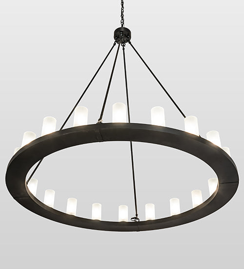 Meyda Lighting Loxley 60" 20-Light Blackwash Chandelier With Clear Frosted Shade Glass
