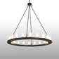 Meyda Lighting Loxley 60" 20-Light Blackwash Chandelier With Clear Frosted Shade Glass