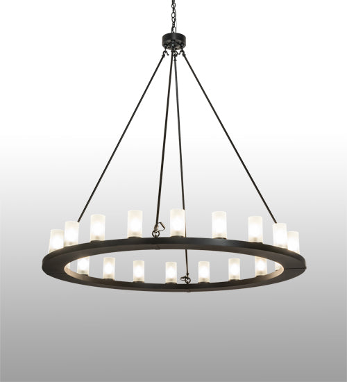 Meyda Lighting Loxley 60" 20-Light Blackwash Chandelier With Clear Frosted Shade Glass