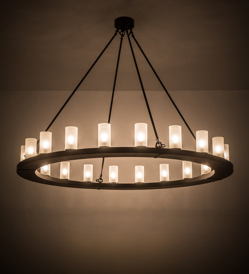 Meyda Lighting Loxley 60" 20-Light Blackwash Chandelier With Frosted Clear Shade Glass