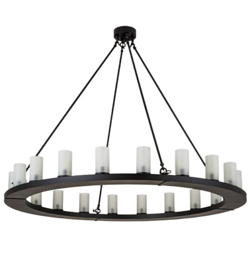 Meyda Lighting Loxley 60" 20-Light Blackwash Chandelier With Frosted Clear Shade Glass
