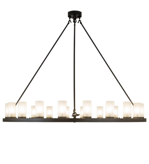 Meyda Lighting Loxley 60" 20-Light Blackwash Chandelier With Frosted Clear Shade Glass
