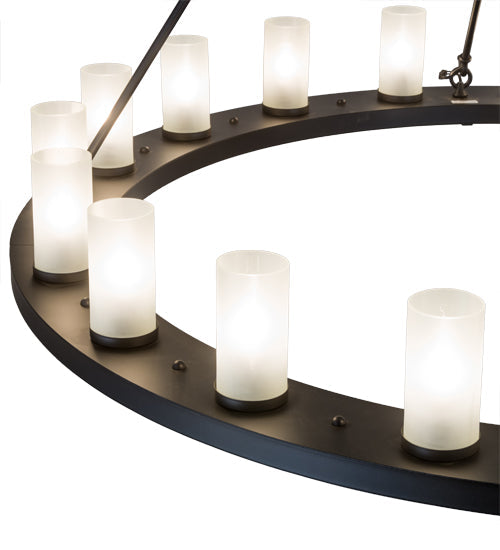 Meyda Lighting Loxley 60" 20-Light Blackwash Chandelier With Frosted Clear Shade Glass