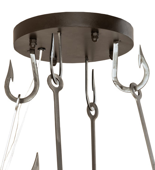Meyda Lighting Loxley 60" 20-Light Oil Rubbed Bronze Angler Chandelier With Whitestone Idalight Shade