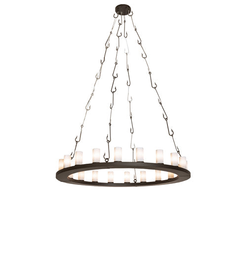 Meyda Lighting Loxley 60" 20-Light Oil Rubbed Bronze Angler Chandelier With Whitestone Idalight Shade