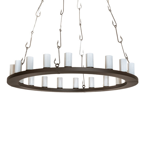Meyda Lighting Loxley 60" 20-Light Oil Rubbed Bronze Angler Chandelier With Whitestone Idalight Shade