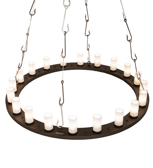Meyda Lighting Loxley 60" 20-Light Oil Rubbed Bronze Angler Chandelier With Whitestone Idalight Shade