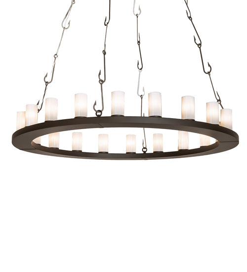 Meyda Lighting Loxley 60" 20-Light Oil Rubbed Bronze Angler Chandelier With Whitestone Idalight Shade