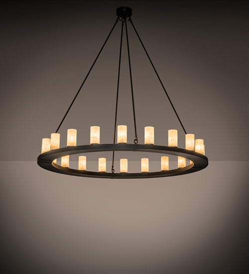 Meyda Lighting Loxley 60" 20-Light Oil Rubbed Bronze Chandelier With Beige Sahara Taupe Idalight Shade