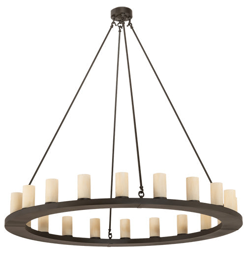 Meyda Lighting Loxley 60" 20-Light Oil Rubbed Bronze Chandelier With Beige Sahara Taupe Idalight Shade