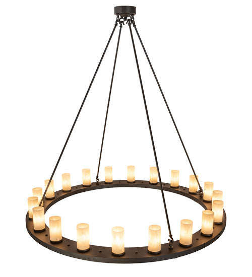 Meyda Lighting Loxley 60" 20-Light Oil Rubbed Bronze Chandelier With Beige Sahara Taupe Idalight Shade