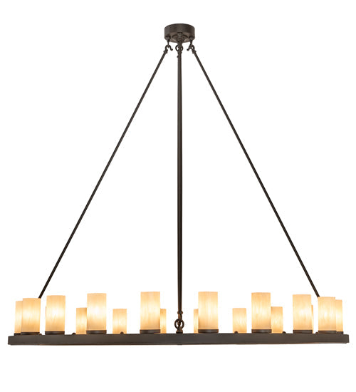 Meyda Lighting Loxley 60" 20-Light Oil Rubbed Bronze Chandelier With Beige Sahara Taupe Idalight Shade