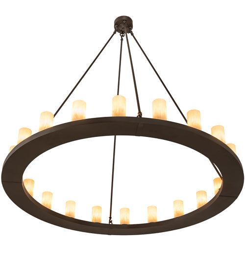 Meyda Lighting Loxley 60" 20-Light Oil Rubbed Bronze Chandelier With Beige Sahara Taupe Idalight Shade