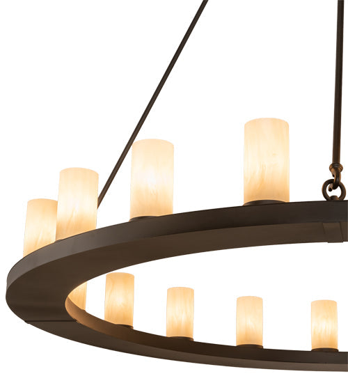 Meyda Lighting Loxley 60" 20-Light Oil Rubbed Bronze Chandelier With Beige Sahara Taupe Idalight Shade