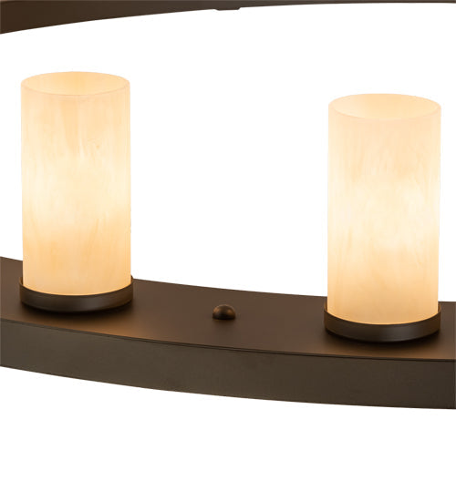 Meyda Lighting Loxley 60" 20-Light Oil Rubbed Bronze Chandelier With Beige Sahara Taupe Idalight Shade