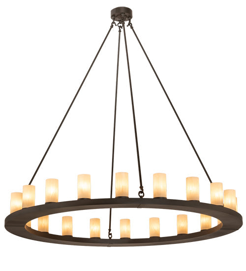 Meyda Lighting Loxley 60" 20-Light Oil Rubbed Bronze Chandelier With Beige Sahara Taupe Idalight Shade
