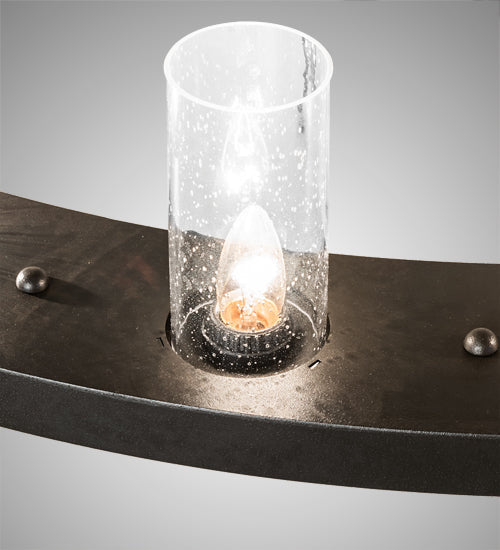Meyda Lighting Loxley 60" 20-Light Old Wrought Iron Chandelier With Clear Seeded Shade Glass