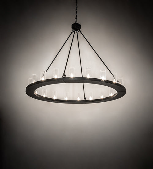 Meyda Lighting Loxley 60" 20-Light Old Wrought Iron Chandelier With Clear Seeded Shade Glass