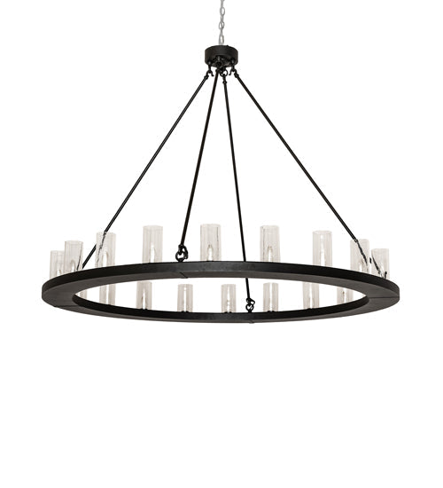 Meyda Lighting Loxley 60" 20-Light Old Wrought Iron Chandelier With Clear Seeded Shade Glass