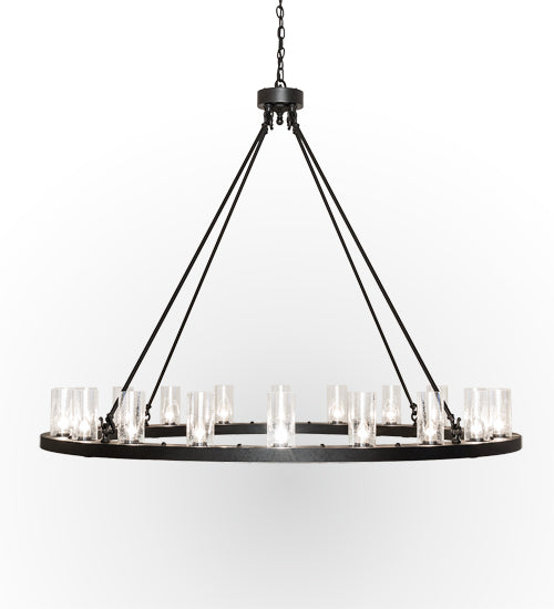 Meyda Lighting Loxley 60" 20-Light Old Wrought Iron Chandelier With Clear Seeded Shade Glass