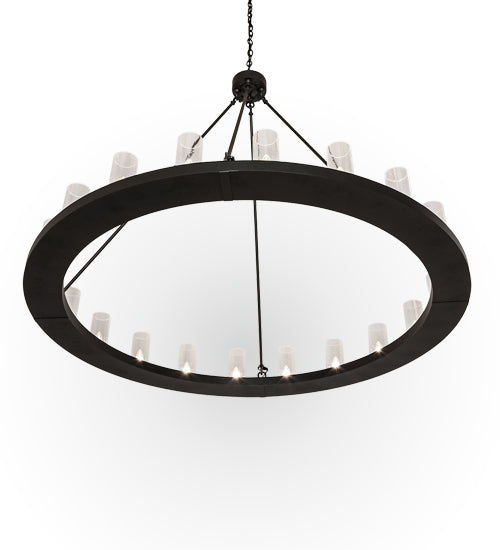 Meyda Lighting Loxley 60" 20-Light Old Wrought Iron Chandelier With Clear Seeded Shade Glass