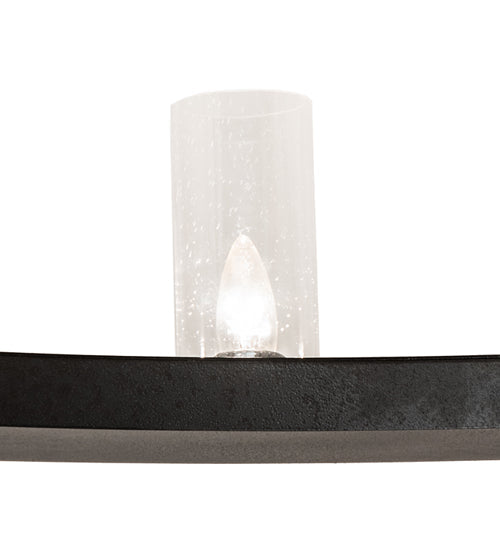 Meyda Lighting Loxley 60" 20-Light Old Wrought Iron Chandelier With Clear Seeded Shade Glass