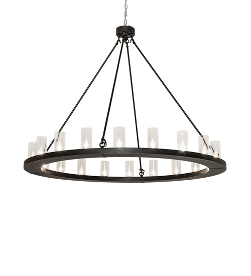 Meyda Lighting Loxley 60" 20-Light Old Wrought Iron Chandelier With Clear Seeded Shade Glass