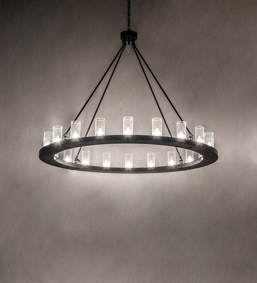 Meyda Lighting Loxley 60" 20-Light Solar Black Chandelier With Clear Seeded Shade Glass