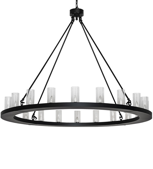 Meyda Lighting Loxley 60" 20-Light Solar Black Chandelier With Clear Seeded Shade Glass