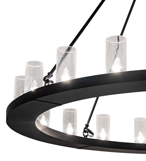 Meyda Lighting Loxley 60" 20-Light Solar Black Chandelier With Clear Seeded Shade Glass
