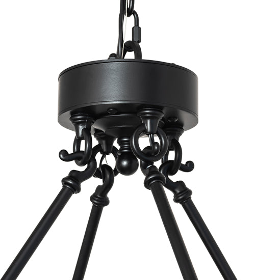 Meyda Lighting Loxley 60" 20-Light Solar Black Chandelier With Clear Seeded Shade Glass