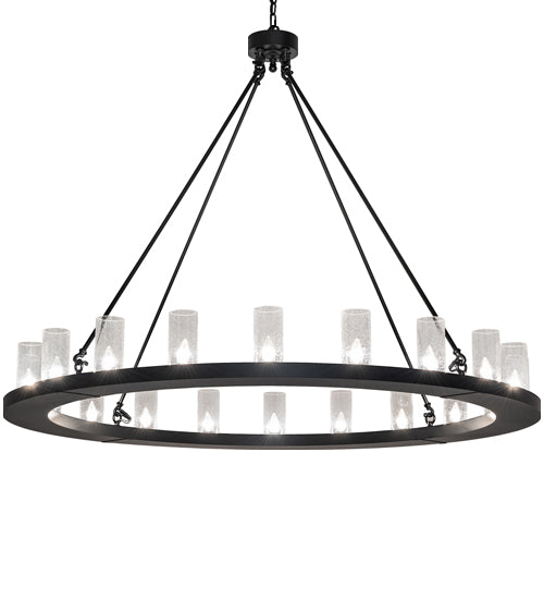 Meyda Lighting Loxley 60" 20-Light Solar Black Chandelier With Clear Seeded Shade Glass
