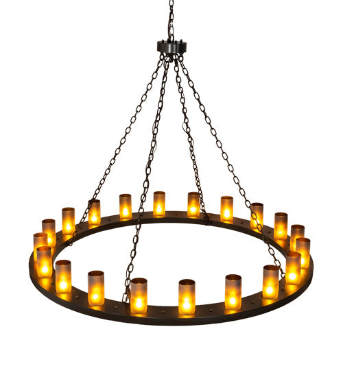Meyda Lighting Loxley 60" 20-Light Timeless Bronze Chandelier With Frosted Amber Shade Glass