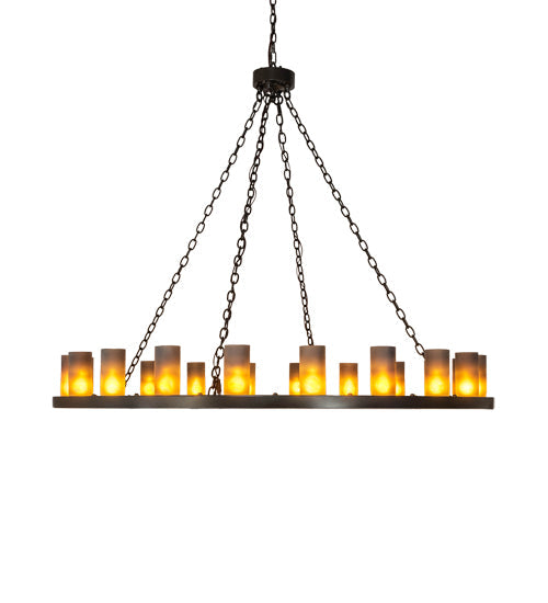 Meyda Lighting Loxley 60" 20-Light Timeless Bronze Chandelier With Frosted Amber Shade Glass