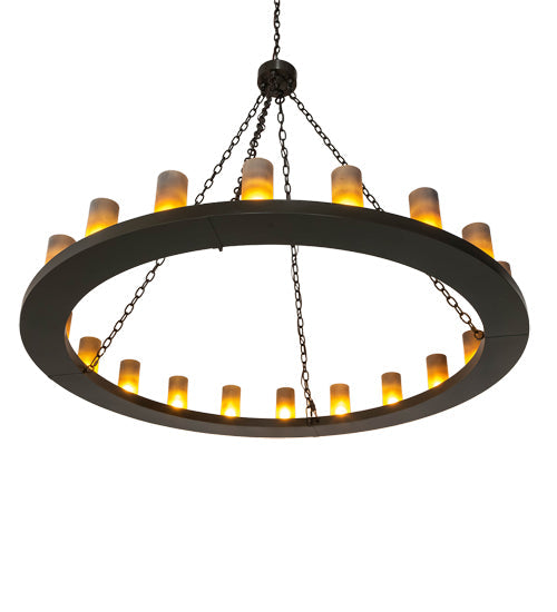 Meyda Lighting Loxley 60" 20-Light Timeless Bronze Chandelier With Frosted Amber Shade Glass