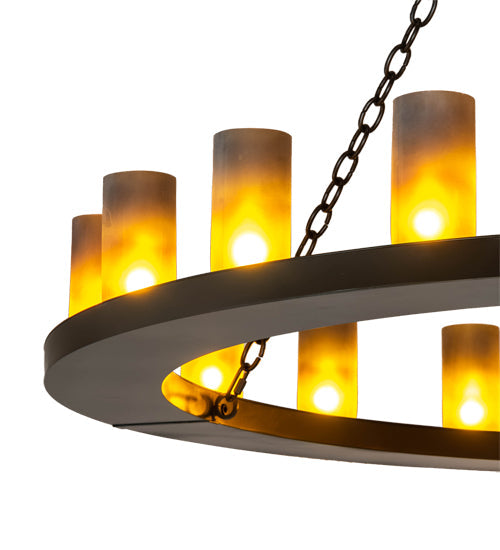 Meyda Lighting Loxley 60" 20-Light Timeless Bronze Chandelier With Frosted Amber Shade Glass